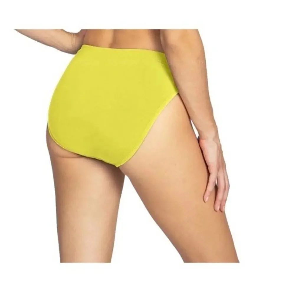 NEW! $86 ROBIN PICCONE AUBREY HIGH WAIST BIKINI BOTTOMS HONEYDEW SZ L NEW $129